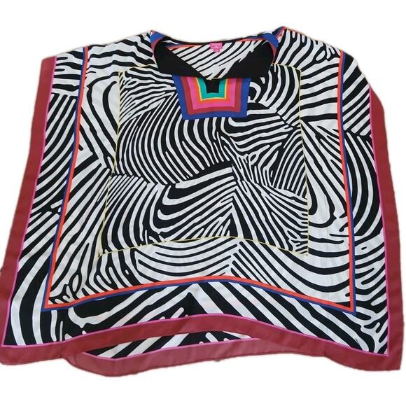 Trina Turk For InC Tunic Poncho Caftan swim cover up Blouse Mrs ROPER S/M - Picture 1 of 8